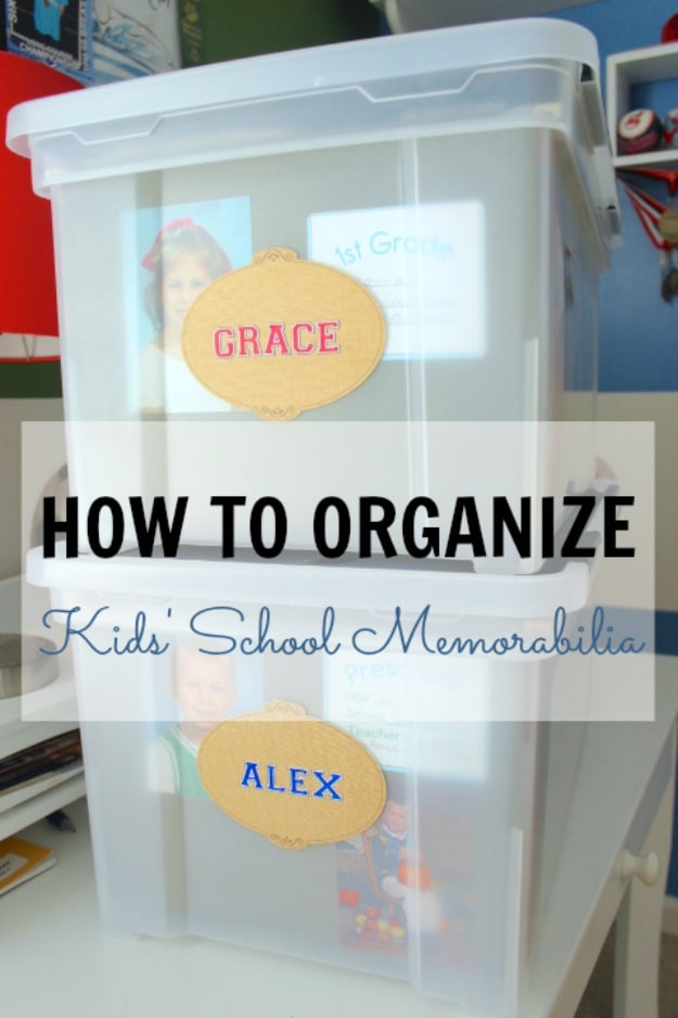 DIY Organizing Ideas for Kids Rooms - Organize Kids' School Memorabilia - Easy Storage Projects for Boy and Girl Room - Step by Step Tutorials to Get Toys, Books, Baby Gear, Games and Clothes Organized #diy #kids #organizing