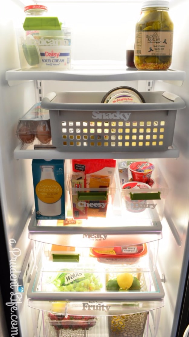 DIY Organizing Ideas for Kitchen - Refrigerator Organization - Cheap and Easy Ways to Get Your Kitchen Organized - Dollar Tree Crafts, Space Saving Ideas - Pantry, Spice Rack, Drawers and Shelving - Home Decor Projects for Men and Women #diykitchen #organizing #diyideas #diy