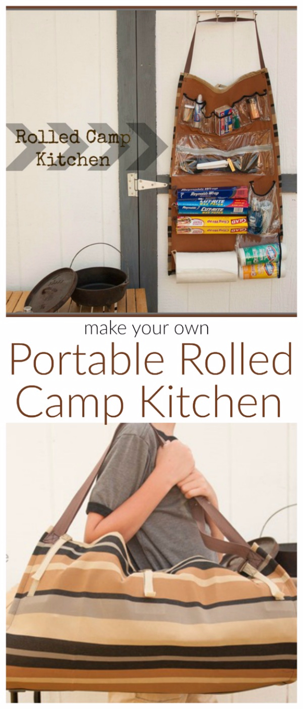 DIY Camping Hacks - Rolled Camp Kitchen - Easy Tips and Tricks, Recipes for Camping - Gear Ideas, Cheap Camping Supplies, Tutorials for Making Quick Camping Food, Fire Starters, Gear Holders #diy #camping