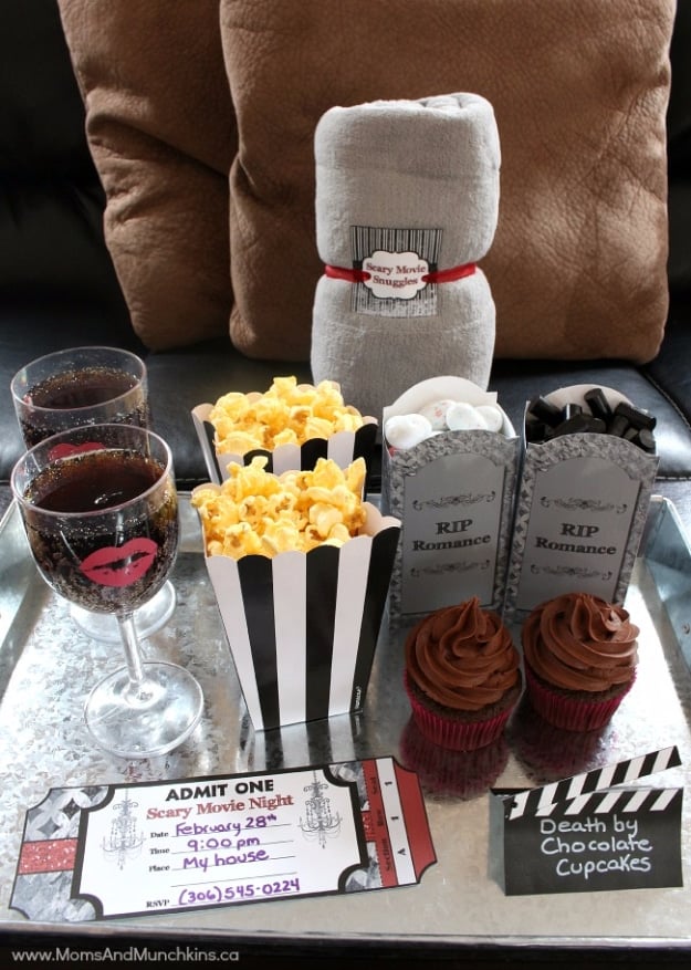 DIY Date Night Ideas - Scary Movie Date Night - Creative Ways to Go On Inexpensive Dates - Creative Ways for Couples to Spend Time Together creative date nights diy idea