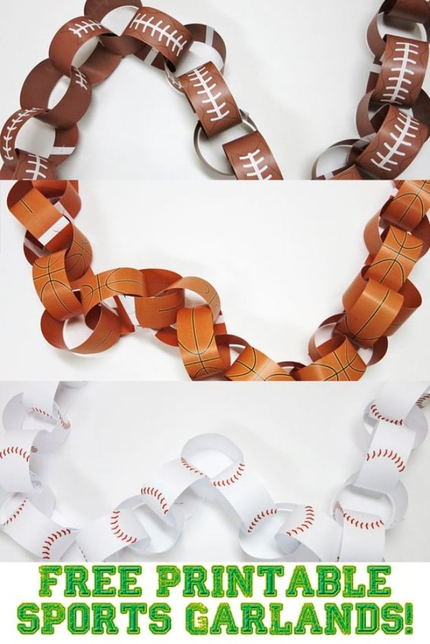 DIY Projects for the Sports Fan - Sports Garland DIY - Crafts and DIY Ideas for Men - Football, Baseball, Basketball, Soccer and Golf - Wall Art, DIY Gifts, Easy Gift Ideas, Room and Home Decor #sports #diygifts #giftsformen