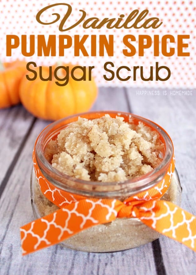 DIY Sugar Scrub Recipes - Vanilla Pumpkin Spice Sugar Scrub - Easy and Quick Beauty Products You Can Make at Home - Cool and Cheap DIY Gift Ideas for Homemade Presents Women, Girls and Teens Love - Natural Recipe Ideas for Making Sugar Scrub With Step by Step Tutorials 