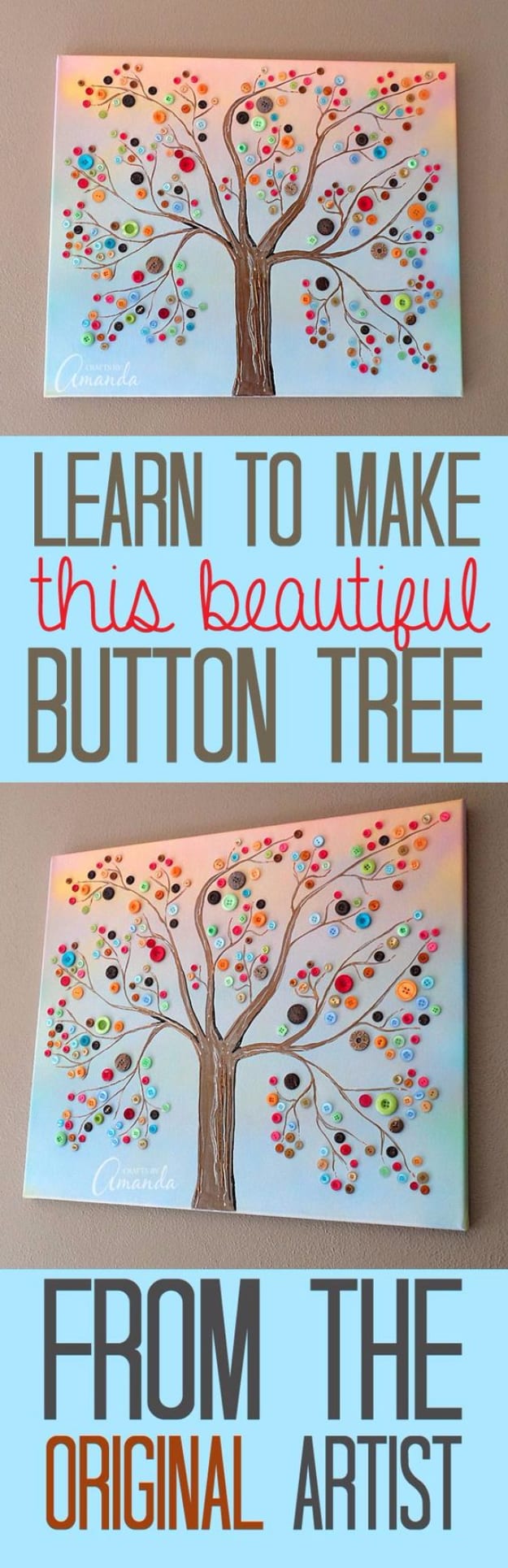 DIY Projects and Crafts Made With Buttons - Vibrant Button Tree On Canvas - Easy and Quick Projects You Can Make With Buttons - Cool and Creative Crafts, Sewing Ideas and Homemade Gifts for Women, Teens, Kids and Friends - Home Decor, Fashion and Cheap, Inexpensive Fun Things to Make on A Budget 