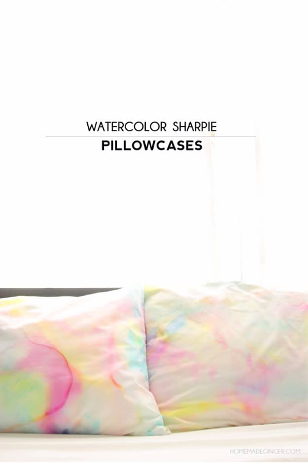DIY Pillowcases - Watercolor Sharpie Pillowcases - Easy Sewing Projects for Pillows - Bedroom and Home Decor Ideas - Sewing Patterns and Tutorials - No Sew Ideas - DIY Projects and Crafts for Women #sewing #diydecor #pillows 