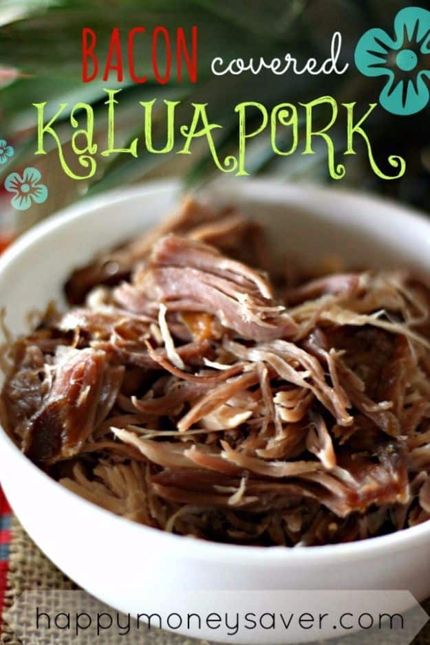 Healthy Crockpot Recipes to Make and Freeze Ahead - Bacon Covered Kalua Pork - Easy and Quick Dinners, Soups, Sides You Make Put In The Freezer for Simple Last Minute Cooking - Low Fat Chicken, beef stew recipe