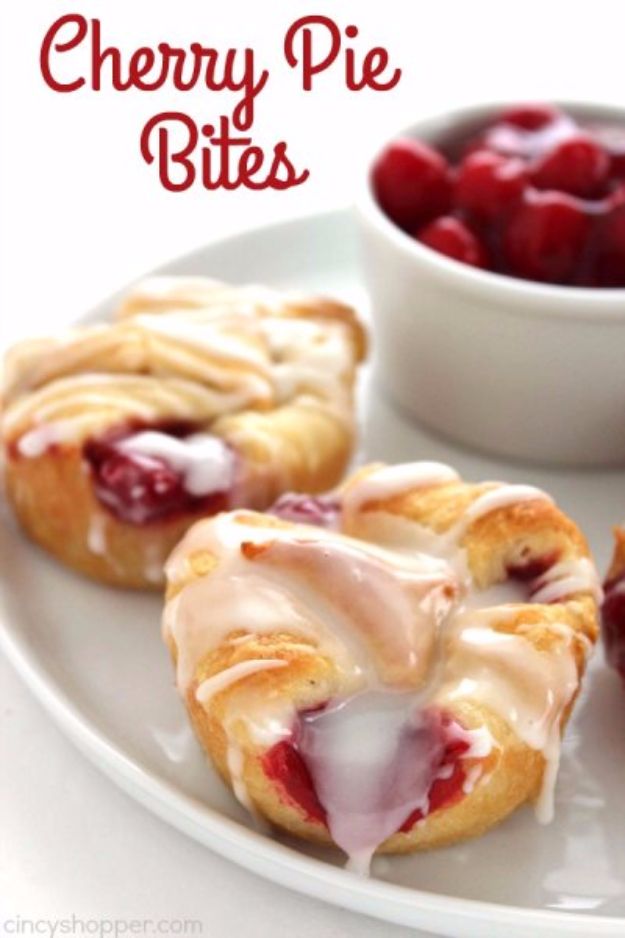 Best Crescent Roll Recipes - Cherry Pie Bites - Easy Homemade Dinner Recipe Ideas With Cresent Rolls, Breakfast, Snack, Appetizers and Dessert - With Chicken and Ground Beef, Hot Dogs, Pizza, Garlic Taco, Sweet Desserts #recipes