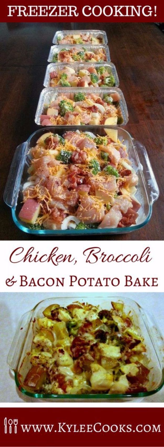 Healthy Crockpot Recipes to Make and Freeze Ahead - Chicken, Broccoli, Bacon & Potato Bake - Easy and Quick Dinners, Soups, Sides You Make Put In The Freezer for Simple Last Minute Cooking - Low Fat Chicken, beef stew recipe