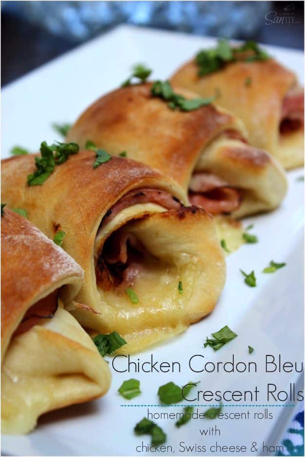 Best Crescent Roll Recipes - Chicken Cordon Bleu Crescent Rolls - Easy Homemade Dinner Recipe Ideas With Cresent Rolls, Breakfast, Snack, Appetizers and Dessert - With Chicken and Ground Beef, Hot Dogs, Pizza, Garlic Taco, Sweet Desserts #recipes