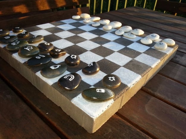 Pebble and Stone Crafts - DIY Outdoor Chess Game - DIY Ideas Using Rocks, Stones and Pebble Art - Mosaics, Craft Projects, Home Decor, Furniture and DIY Gifts You Can Make On A Budget #crafts