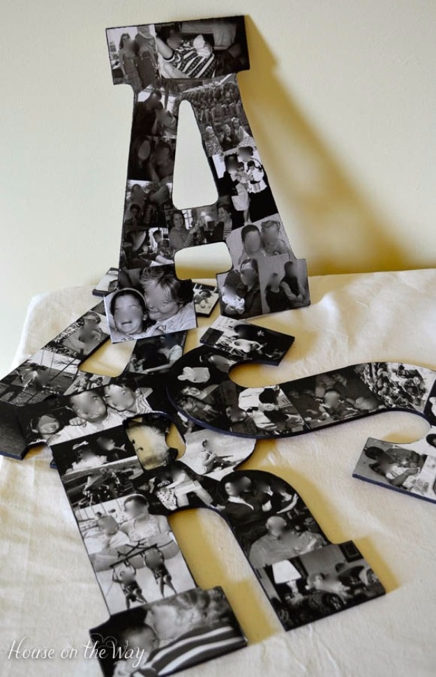 DIY Photo Crafts and Projects for Pictures - DIY Photo Collage Letters - Handmade Picture Frame Ideas and Step by Step Tutorials for Making Cool DIY Gifts and Home Decor - Cheap and Easy Photo Frames, Creative Ways to Frame and Mount Photos on Canvas and Display Them In Your House 