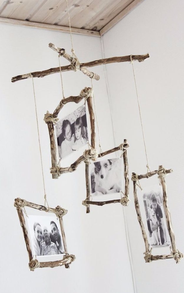 DIY Photo Crafts and Projects for Pictures - DIY Rustic Photo Mobile - Handmade Picture Frame Ideas and Step by Step Tutorials for Making Cool DIY Gifts and Home Decor - Cheap and Easy Photo Frames, Creative Ways to Frame and Mount Photos on Canvas and Display Them In Your House 