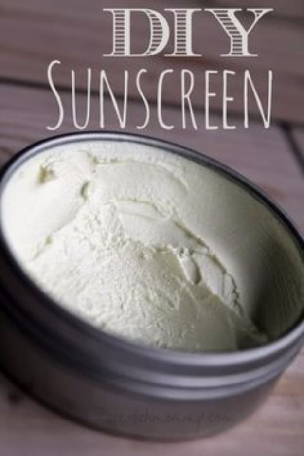 DIY Beauty Ideas and Recipes for Products You Can Make At Home - DIY Sunscreen - Easy Tutorials and Recipe Ideas for Face, Skin, Hair, Makeup, Lips - 3 Ingredient, Coconut Oil, Cheap Knock Offs, Baking Soda and Natural Product - Cool Homemade Gifts for Teens and Women