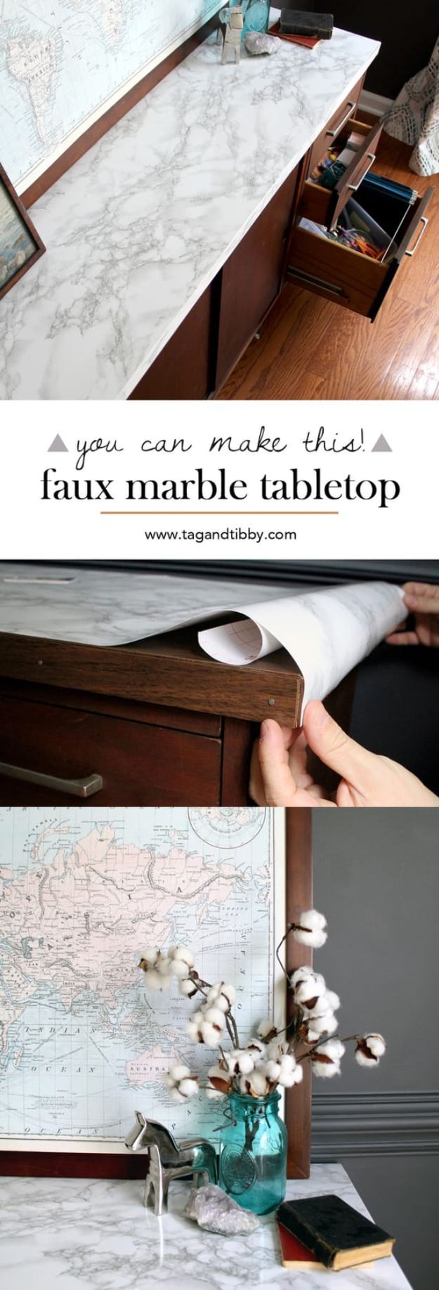 DIY Faux Marble Ideas - Faux Marble Table Top - Easy Crafts and DIY Projects With Faux Marbling Tutorials - Paint and Decorate Home Decor, Creative DIY Gifts and Office Accessories 