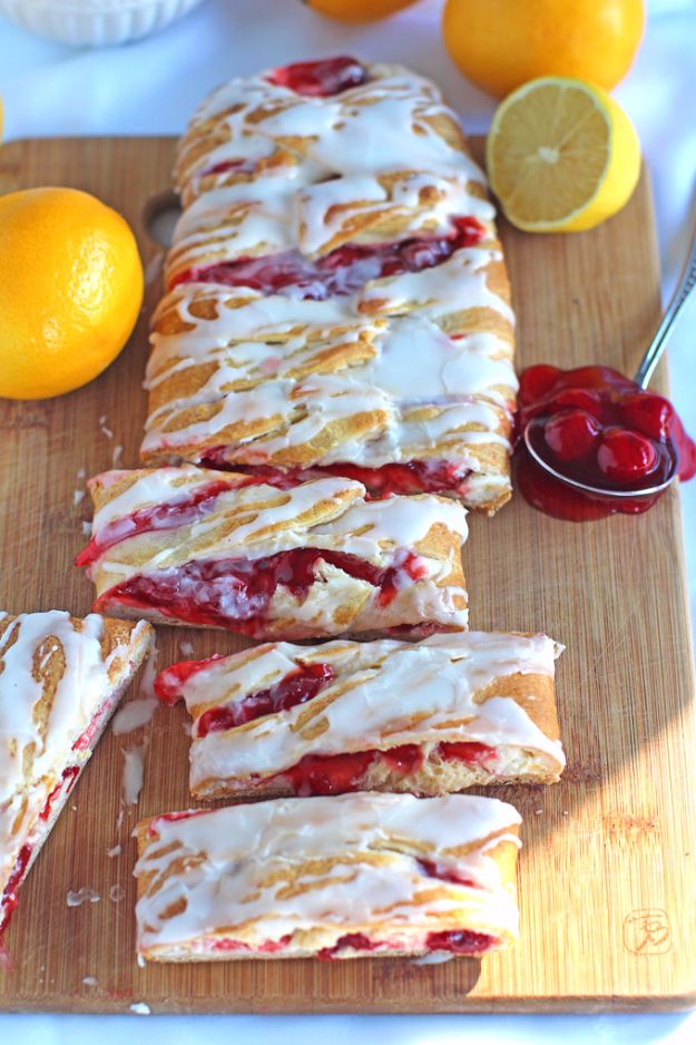 Best Crescent Roll Recipes - Lemon Cherry Cheese Danish - Easy Homemade Dinner Recipe Ideas With Cresent Rolls, Breakfast, Snack, Appetizers and Dessert - With Chicken and Ground Beef, Hot Dogs, Pizza, Garlic Taco, Sweet Desserts #recipes