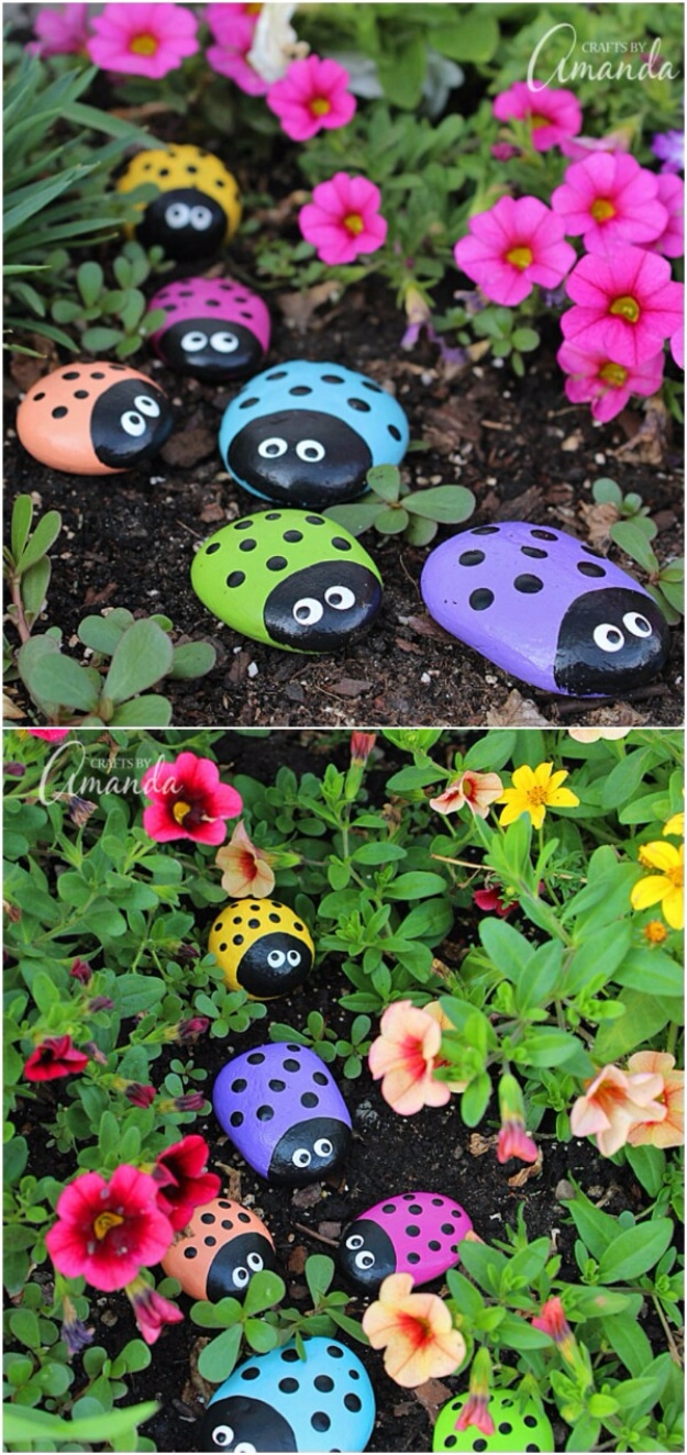 Pebble and Stone Crafts - Painted Ladybug Rocks - DIY Ideas Using Rocks, Stones and Pebble Art - Mosaics, Craft Projects, Home Decor, Furniture and DIY Gifts You Can Make On A Budget #crafts