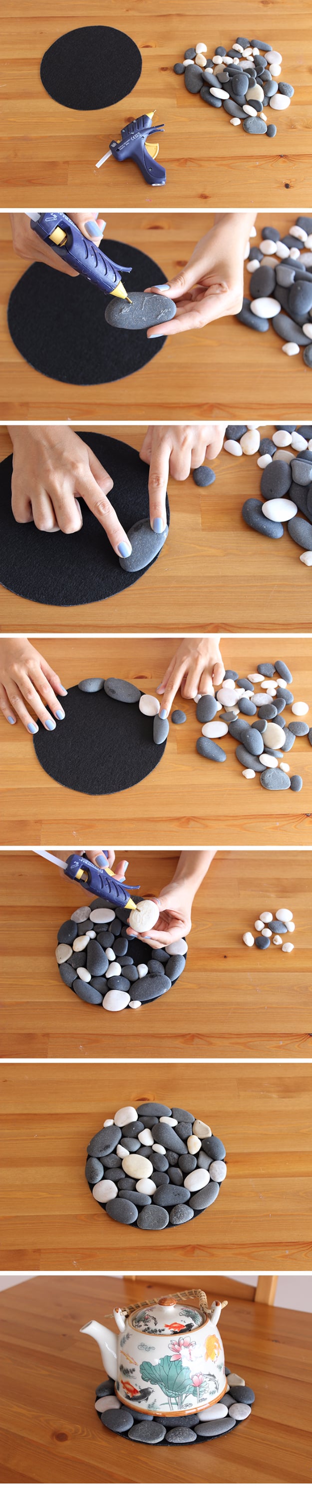 Pebble and Stone and Rock Crafts - Pebble Coasters - DIY Ideas Using Rocks, Stones and Pebble Art - Mosaics, Craft Projects, Home Decor, Furniture and DIY Gifts You Can Make On A Budget #crafts