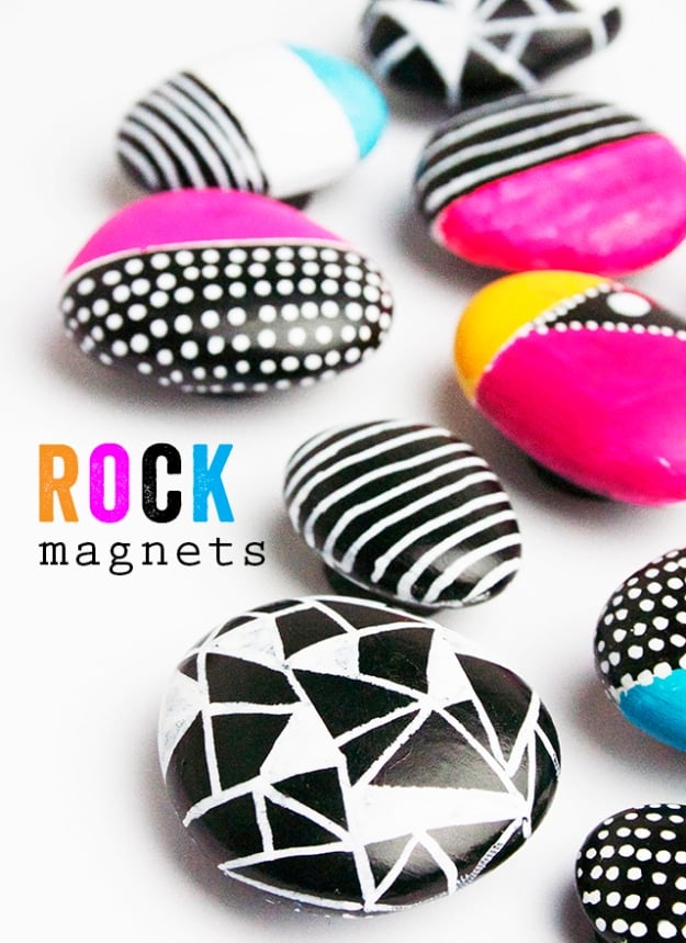 Pebble and Stone Crafts - Rock Magnets - DIY Ideas Using Rocks, Stones and Pebble Art - Mosaics, Craft Projects, Home Decor, Furniture and DIY Gifts You Can Make On A Budget #crafts