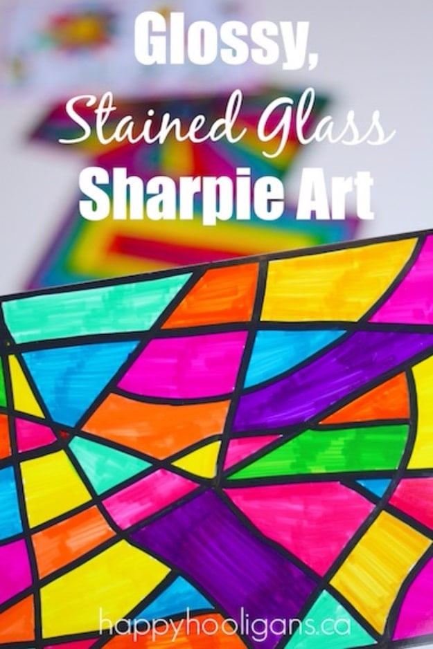 DIY Sharpie Crafts - Stained Glass Sharpie Art - Cool and Easy Craft Projects and DIY Ideas Using Sharpies - Use Markers To Decorate and Design Home Decor, Cool Homemade Gifts, T-Shirts, Shoes and Wall Art. Creative Project Tutorials for Teens, Kids and Adults #sharpiecrafts #diyideas #cheapcrafts