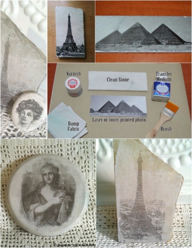 Pebble and Stone Crafts - Stone Photo Transfers - DIY Ideas Using Rocks, Stones and Pebble Art - Mosaics, Craft Projects, Home Decor, Furniture and DIY Gifts You Can Make On A Budget #crafts