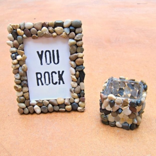 Pebble and Stone Crafts - You Rock Frame - DIY Ideas Using Rocks, Stones and Pebble Art - Mosaics, Craft Projects, Home Decor, Furniture and DIY Gifts You Can Make On A Budget #crafts