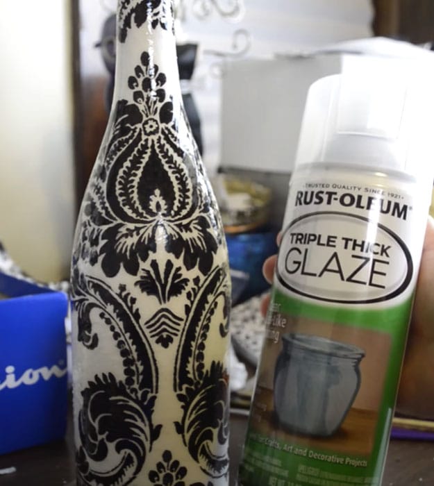 How to Paint Wine Bottles and Decorate With Decoupage and Fabric - Inexpensive DIY Home Decor Ideas