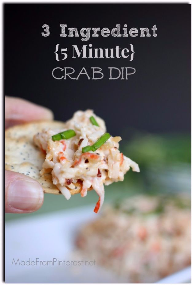 Easy Snacks You Can Make In Minutes - 3-Ingredient Crab Dip - Quick Recipes and Tricks for Making After Workout and After School Snack - Fast Ideas for Instant Small Meals and Treats - No Bake, Microwave and Simple Prep Makes Snacking Fun #snacks #recipes
