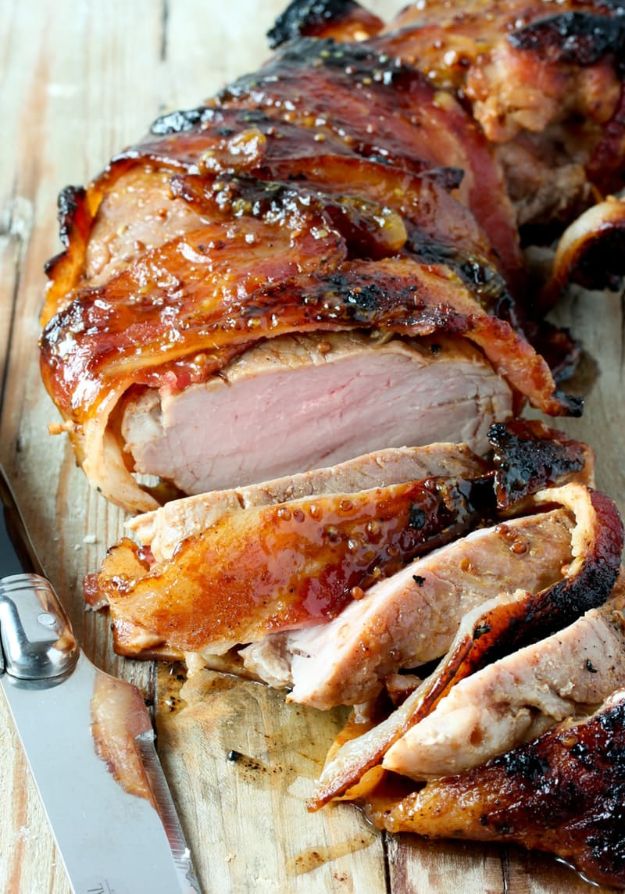 Best Easter Dinner Recipes - Bacon-Brown Sugar Pork Tenderloin - Easy Recipe Ideas for Easter Dinners and Holiday Meals for Families - Side Dishes, Slow Cooker Recipe Tutorials, Main Courses, Traditional Meat, Vegetable and Dessert Ideas - Desserts, Pies, Cakes, Ham and Beef, Lamb - DIY Projects and Crafts by DIY JOY 