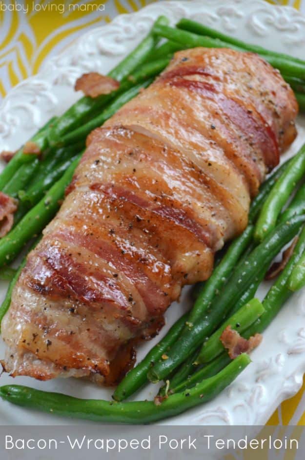 Best Easter Dinner Recipes - Bacon Wrapped Pork Tenderloin for Easter Dinner - Easy Recipe Ideas for Easter Dinners and Holiday Meals for Families - Side Dishes, Slow Cooker Recipe Tutorials, Main Courses, Traditional Meat, Vegetable and Dessert Ideas - Desserts, Pies, Cakes, Ham and Beef, Lamb - DIY Projects and Crafts by DIY JOY 