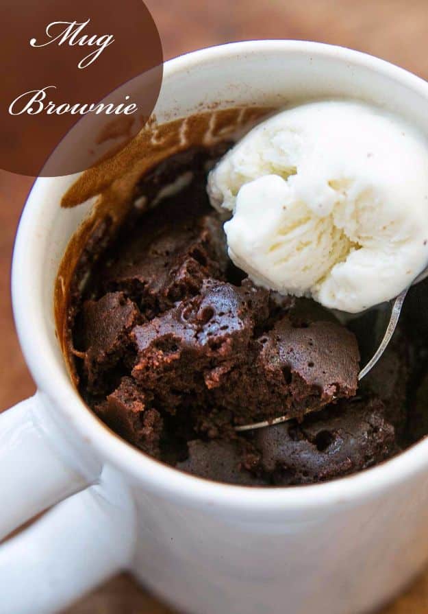 Easy Snacks You Can Make In Minutes - Brownie in a Mug - Quick Recipes and Tricks for Making After Workout and After School Snack - Fast Ideas for Instant Small Meals and Treats - No Bake, Microwave and Simple Prep Makes Snacking Fun #snacks #recipes