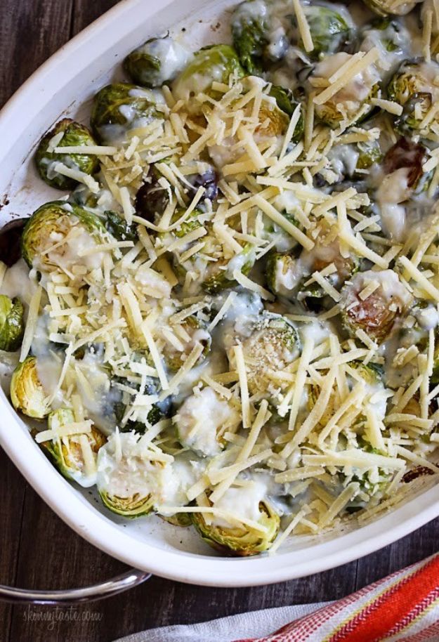 Best Brussel Sprout Recipes - Brussels Sprouts Gratin - Easy and Quick Delicious Ideas for Making Brussel Sprouts With Bacon, Roasted, Creamy, Healthy, Baked, Sauteed, Crockpot, Grilled, Shredded and Salad Recipe Ideas #recipes