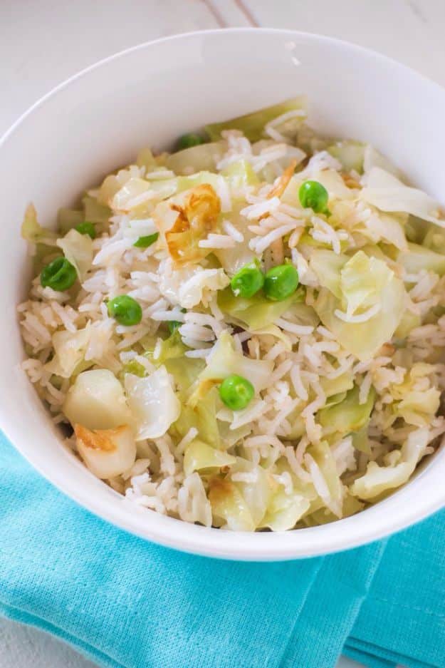 Best Rice Recipes - Buttered Cabbage And Rice - Easy Ideas for Quick Meals Made From a Bag of Rice - Healthy Recipes With Brown, White and Arborio Rice - Cheesy, Fried, Asian, Mexican Flavored Dinner Dishes and Side Dishes - DIY Projects and Crafts by DIY JOY 