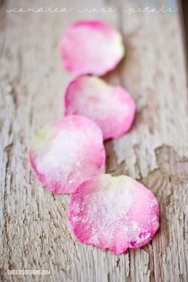 DIY Ideas With Rose Petals - Candied Rose Petals - Crafts and DIY Projects, Recipes You Can Make With Rose Petals - Creative Home Decor and Gift Ideas Make Awesome Mothers Day and Christmas Gifts - Crafts and Do It Yourself by DIY JOY #rosecrafts #diygifts