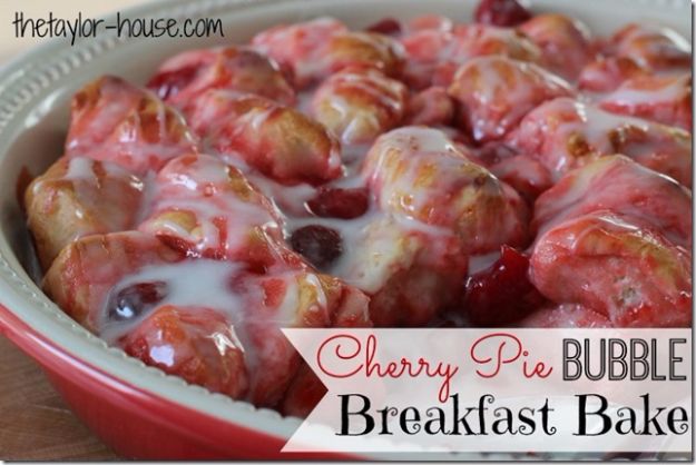 Best Canned Biscuit Recipes - Cherry Pie Bubble Breakfast Bake - Cool DIY Recipe Ideas You Can Make With A Can of Biscuits - Easy Breakfast, Lunch, Dinner and Desserts You Can Make From Pillsbury Pull Apart Biscuits - Garlic, Sour Cream, Ground Beef, Sweet and Savory, Ideas with Cheese - Delicious Meals on A Budget With Step by Step Tutorials 