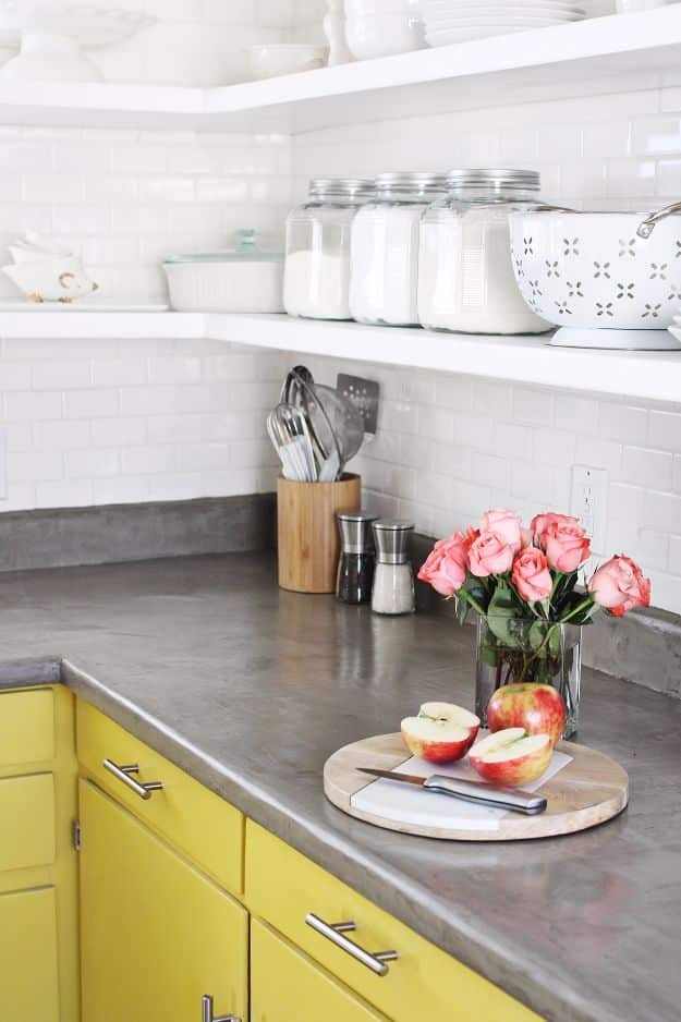 DIY Home Improvement On A Budget - Concrete Countertop DIY - Easy and Cheap Do It Yourself Tutorials for Updating and Renovating Your House - Home Decor Tips and Tricks, Remodeling and Decorating Hacks - DIY Projects and Crafts by DIY JOY http://diyjoy.com/diy-home-improvement-ideas-budget