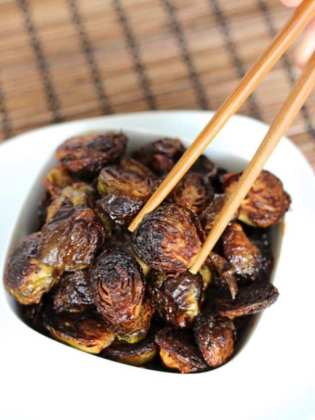 Best Brussel Sprout Recipes - Crispy Asian Brussels Sprouts - Easy and Quick Delicious Ideas for Making Brussel Sprouts With Bacon, Roasted, Creamy, Healthy, Baked, Sauteed, Crockpot, Grilled, Shredded and Salad Recipe Ideas #recipes