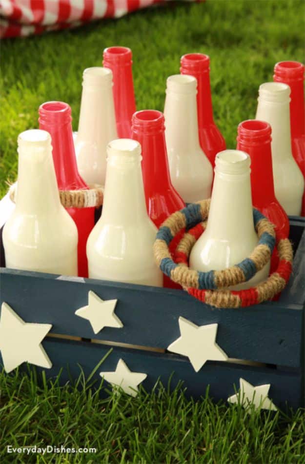 Best DIY Backyard Games - DIY Bottle Ring Toss - Cool DIY Yard Game Ideas for Adults, Teens and Kids - Easy Tutorials for Cornhole, Washers, Jenga, Tic Tac Toe and Horseshoes - Cool Projects for Outdoor Parties and Summer Family Fun Outside #diy #backyard #kids #games