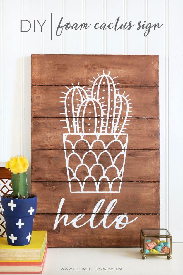 DIY Wall Letters and Word Signs - DIY Foam Cactus Sign - Initials Wall Art for Creative Home Decor Ideas - Cool Architectural Letter Projects and Wall Art Tutorials for Living Room Decor, Bedroom Ideas. Girl or Boy Nursery. Paint, Glitter, String Art, Easy Cardboard and Rustic Wooden Ideas - DIY Projects and Crafts by DIY JOY #diysigns #diyideas #diyhomedecor