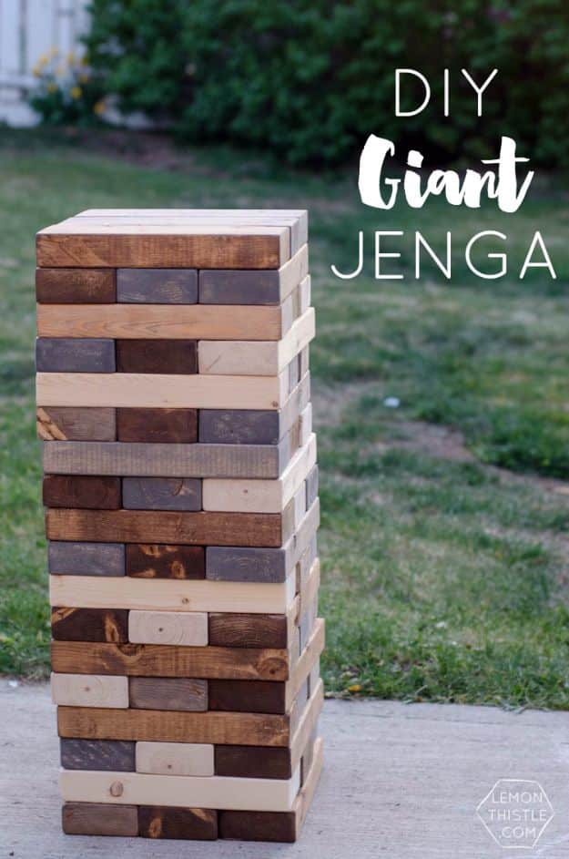 Best DIY Backyard Games - DIY Giant Jenga - Cool DIY Yard Game Ideas for Adults, Teens and Kids - Easy Tutorials for Cornhole, Washers, Jenga, Tic Tac Toe and Horseshoes - Cool Projects for Outdoor Parties and Summer Family Fun Outside #diy #backyard #kids #games
