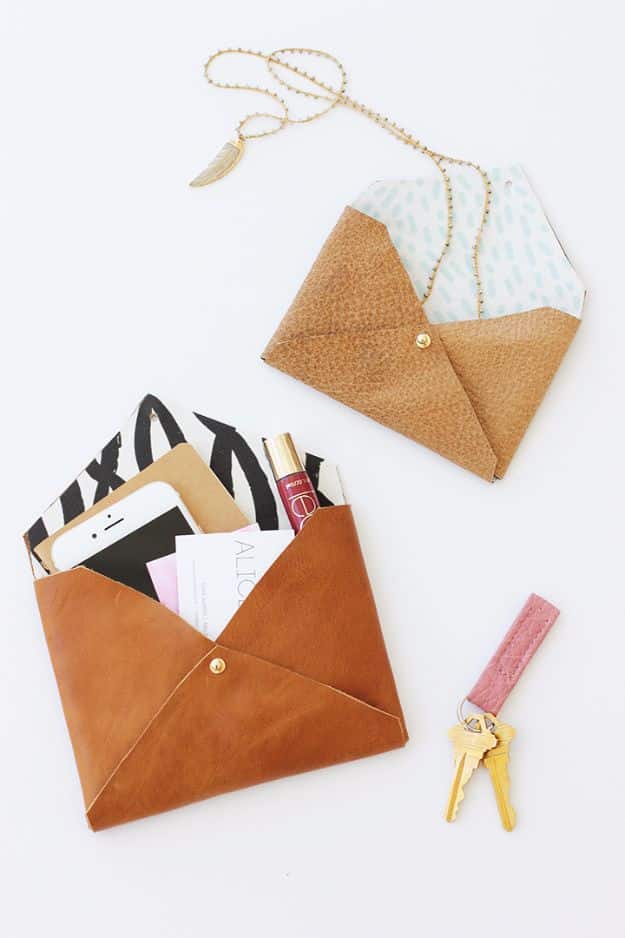 DIY Mothers Day Gift Ideas - DIY Leather Envelope Clutch - Homemade Gifts for Moms - Crafts and Do It Yourself Home Decor, Accessories and Fashion To Make For Mom - Mothers Love Handmade Presents on Mother's Day - DIY Projects and Crafts by DIY JOY 