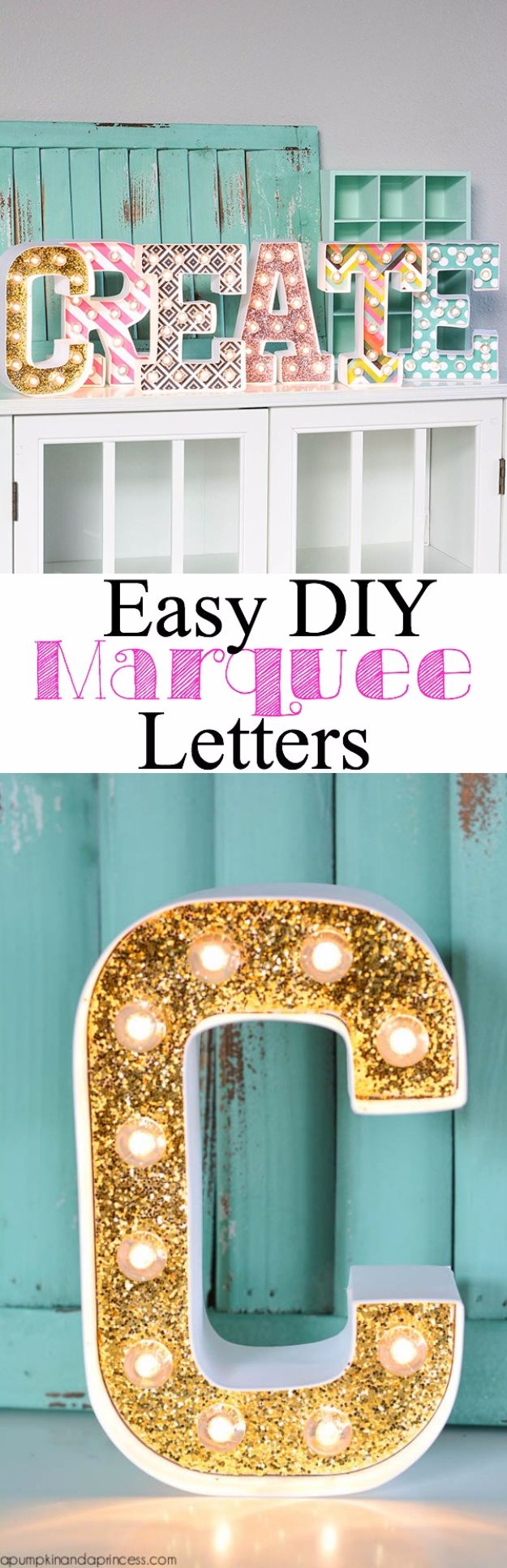 DIY Wall Letters and Word Signs - DIY Marquee Letters - Initials Wall Art for Creative Home Decor Ideas - Cool Architectural Letter Projects and Wall Art Tutorials for Living Room Decor, Bedroom Ideas. Girl or Boy Nursery. Paint, Glitter, String Art, Easy Cardboard and Rustic Wooden Ideas - DIY Projects and Crafts by DIY JOY #diysigns #diyideas #diyhomedecor