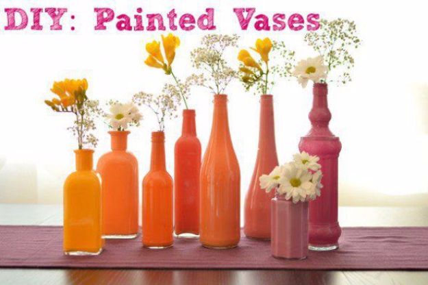 DIY Outdoors Wedding Ideas - DIY Painted Vases - Step by Step Tutorials and Projects Ideas for Summer Brides - Lighting, Mason Jar Centerpieces, Table Decor, Party Favors, Guestbook Ideas, Signs, Flowers, Banners, Tablecloth #wedding #diy