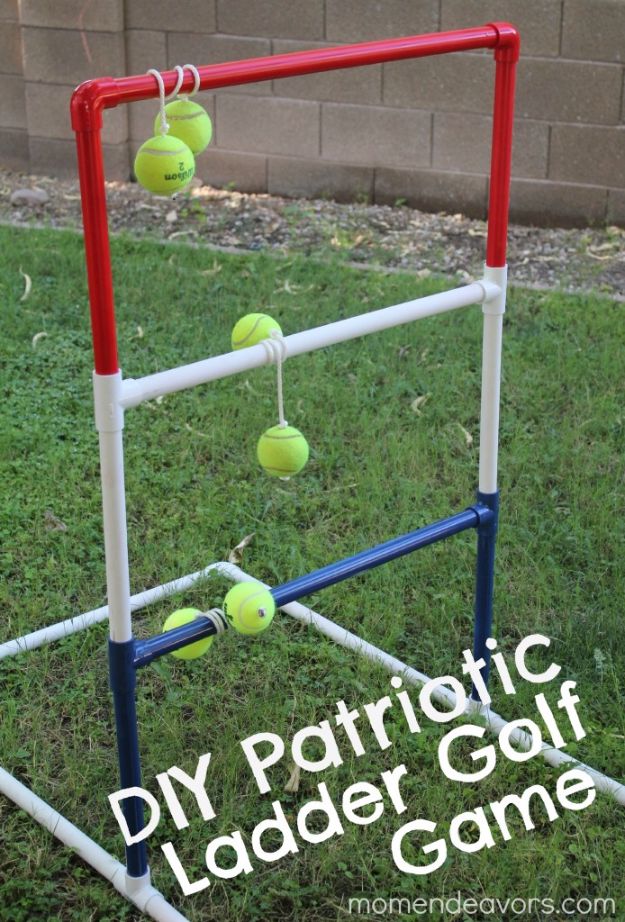 Best DIY Backyard Games - DIY Patriotic Ladder Golf - Cool DIY Yard Game Ideas for Adults, Teens and Kids - Easy Tutorials for Cornhole, Washers, Jenga, Tic Tac Toe and Horseshoes - Cool Projects for Outdoor Parties and Summer Family Fun Outside #diy #backyard #kids #games