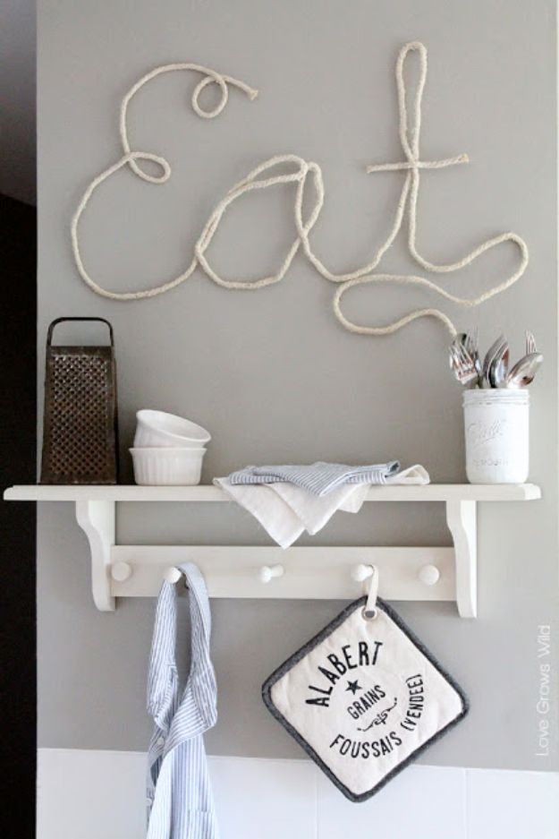 DIY Wall Letters and Word Signs - DIY Rope Letters - Initials Wall Art for Creative Home Decor Ideas - Cool Architectural Letter Projects and Wall Art Tutorials for Living Room Decor, Bedroom Ideas. Girl or Boy Nursery. Paint, Glitter, String Art, Easy Cardboard and Rustic Wooden Ideas - DIY Projects and Crafts by DIY JOY #diysigns #diyideas #diyhomedecor