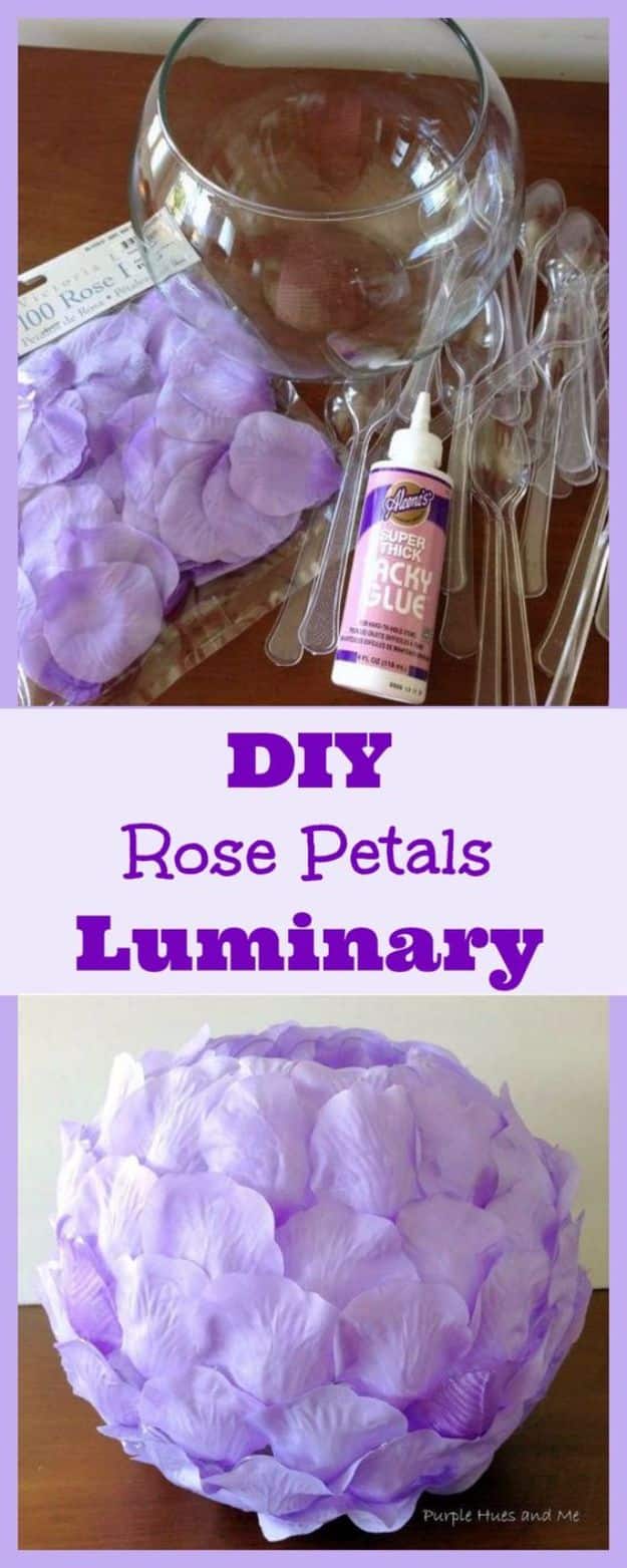 DIY Ideas With Rose Petals - DIY Rose Petal Luminary - Crafts and DIY Projects, Recipes You Can Make With Rose Petals - Creative Home Decor and Gift Ideas Make Awesome Mothers Day and Christmas Gifts - Crafts and Do It Yourself by DIY JOY #rosecrafts #diygifts