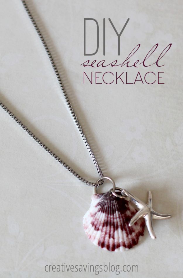 DIY Necklace Ideas - DIY Seashell Necklace - Easy Handmade Necklaces with Step by Step Tutorials - Pendant, Beads, Statement, Choker, Layered Boho, Chain and Simple Looks - Creative Jewlery Making Ideas for Women and Teens, Girls - Crafts and Cool Fashion Ideas for Women, Teens and Teenagers #necklaces #diyjewelry #jewelrymaking #teencrafts