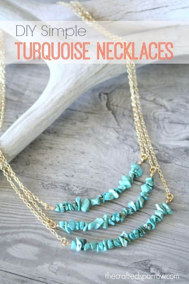 DIY Necklace Ideas - DIY Simple Turquoise Necklace - Easy Handmade Necklaces with Step by Step Tutorials - Pendant, Beads, Statement, Choker, Layered Boho, Chain and Simple Looks - Creative Jewlery Making Ideas for Women and Teens, Girls - Crafts and Cool Fashion Ideas for Women, Teens and Teenagers #necklaces #diyjewelry #jewelrymaking #teencrafts