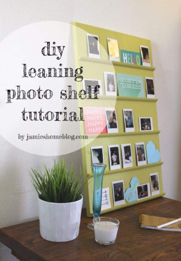 Tips and Tricks for Hanging Photos and Frames - DIY Tabletop Leaning Shelf Photo Display - Step By Step Tutorials and Easy DIY Home Decor Projects for Decorating Walls - Cool Wall Art Ideas for Bedroom, Living Room, Gallery Walls - Creative and Cheap Ideas for Displaying Photos and Prints - DIY Projects and Crafts by DIY JOY #diydecor #decoratingideas