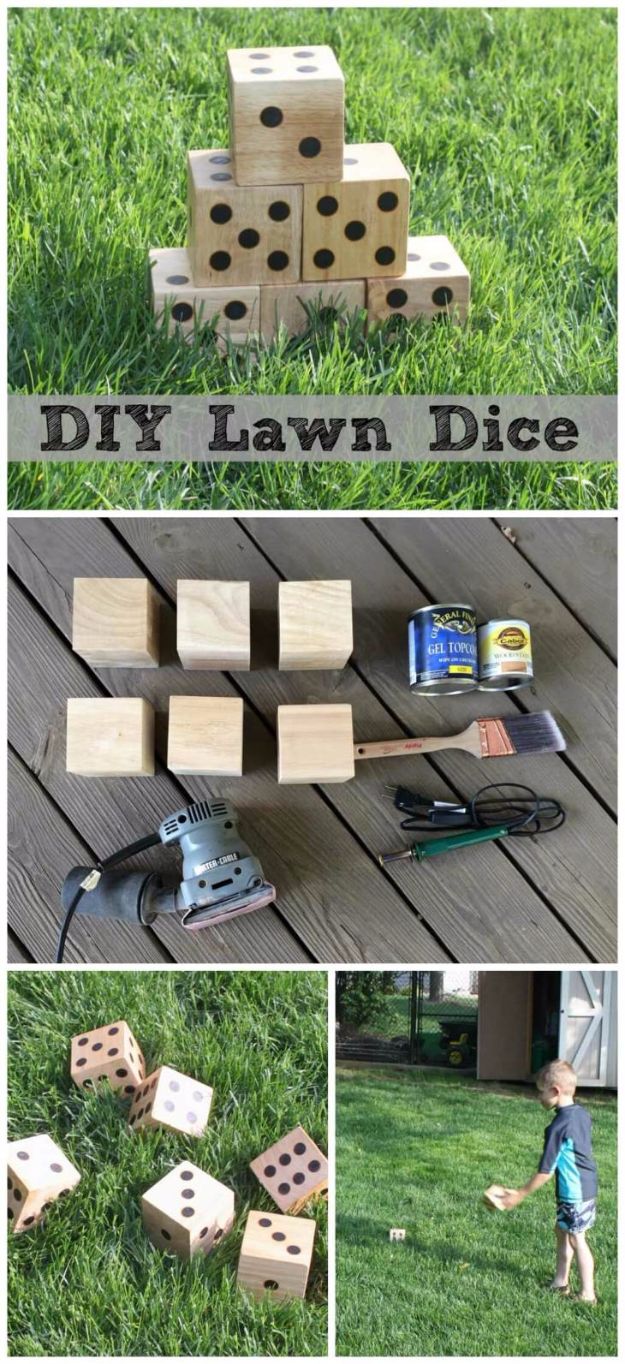 Best DIY Backyard Games - DIY Wooden Yard Dice - Cool DIY Yard Game Ideas for Adults, Teens and Kids - Easy Tutorials for Cornhole, Washers, Jenga, Tic Tac Toe and Horseshoes - Cool Projects for Outdoor Parties and Summer Family Fun Outside #diy #backyard #kids #games