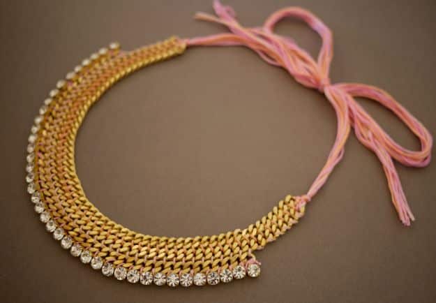 DIY Necklace Ideas - DIY Woven Chain Collar Necklace - Easy Handmade Necklaces with Step by Step Tutorials - Pendant, Beads, Statement, Choker, Layered Boho, Chain and Simple Looks - Creative Jewlery Making Ideas for Women and Teens, Girls - Crafts and Cool Fashion Ideas for Women, Teens and Teenagers #necklaces #diyjewelry #jewelrymaking #teencrafts