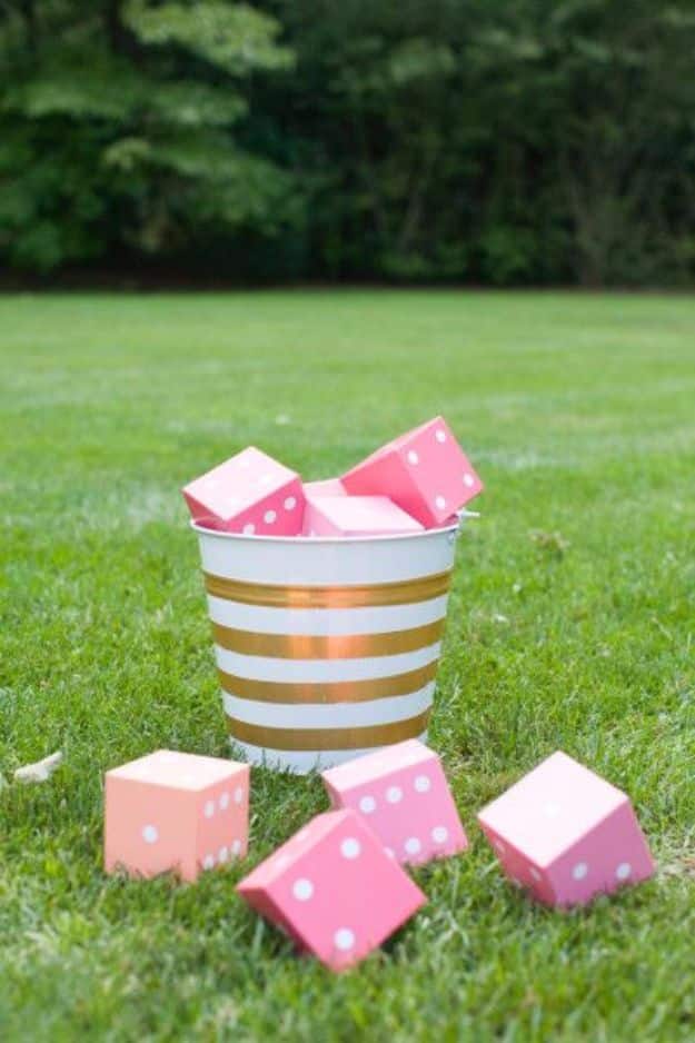 DIY Outdoors Wedding Ideas - DIY Yard Yahtzee Wedding Game - Step by Step Tutorials and Projects Ideas for Summer Brides - Lighting, Mason Jar Centerpieces, Table Decor, Party Favors, Guestbook Ideas, Signs, Flowers, Banners, Tablecloth #wedding #diy